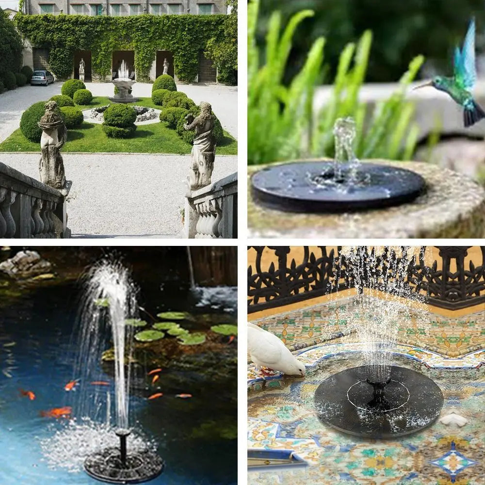 Energy-saving Solar Fountain Pump Waterproof Versatile Floating Solar Powered Water Fountain with 6 Interchangeable Nozzles