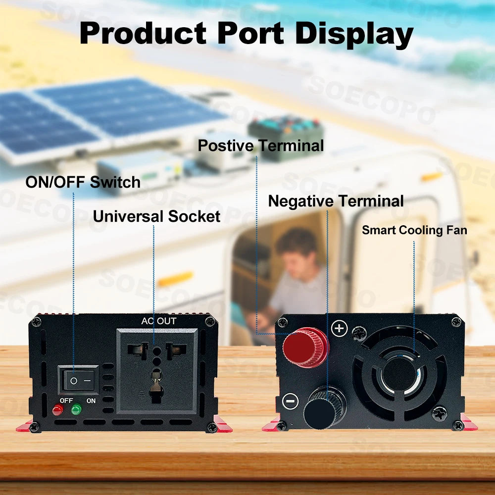 7000W Pure Sine Wave Inverter 12V/24V/48V/60V to 110V/220V AC Output for 12V Home, RV Off-Grid System
