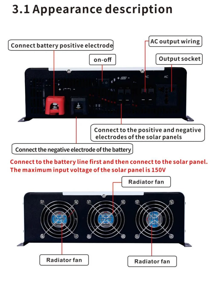 Hybrid Solar Inverter 3300W 2300W  Off Grid Tie Pure Sine Wave MPPT Inverter 12V 24V 48V 110V 220V 30A 60A 100A Solar Charger