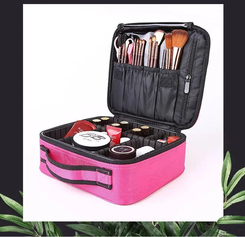 Travel Makeup Bag for Women Waterproof Cosmetic Case with Beauty Brush Storage Professional Tool Organizer Embroidery Design