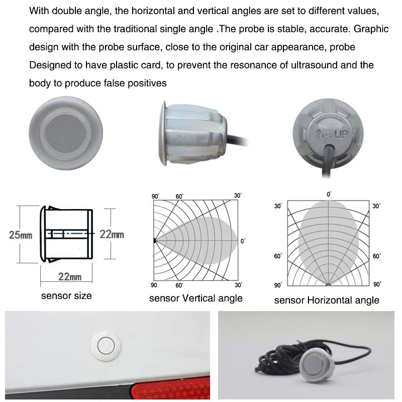Professional Front Parking Sensor Kit Auto Parktronic Vehicle Assistant System Buzzer Alarm Volume Can be Adjusted Universal