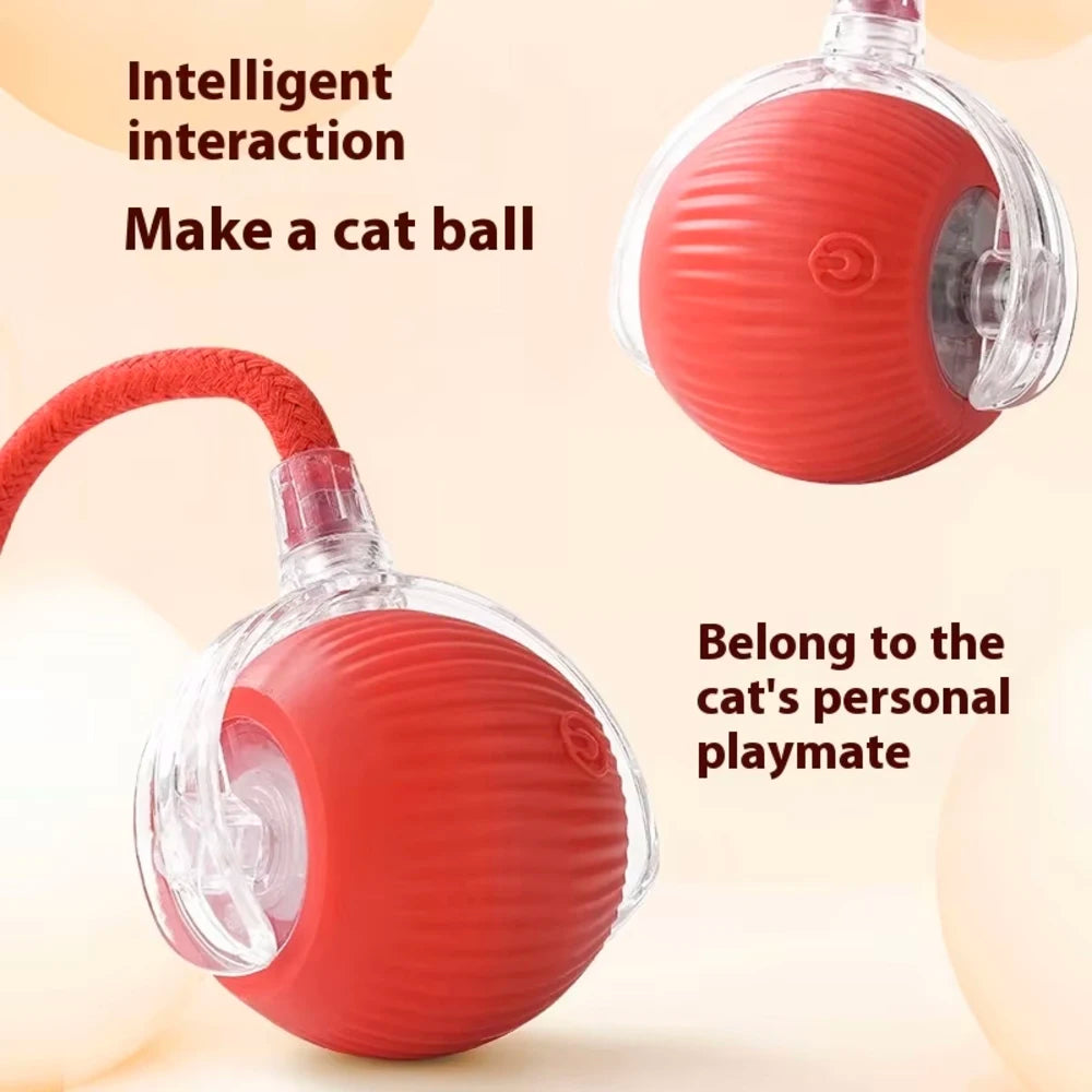 Cat Interactive Ball Toys Automatic Rolling Ball Faux Tail Rechargeable Smart Pet Electronic Toy Dog Cat Training Imitate Mouse