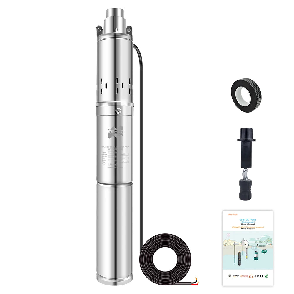 750W Solar DC48V Brushless Screw Water Pump With Built In Controller Max Water Flow 2000Liter/Hour Solar Deep Well Pump