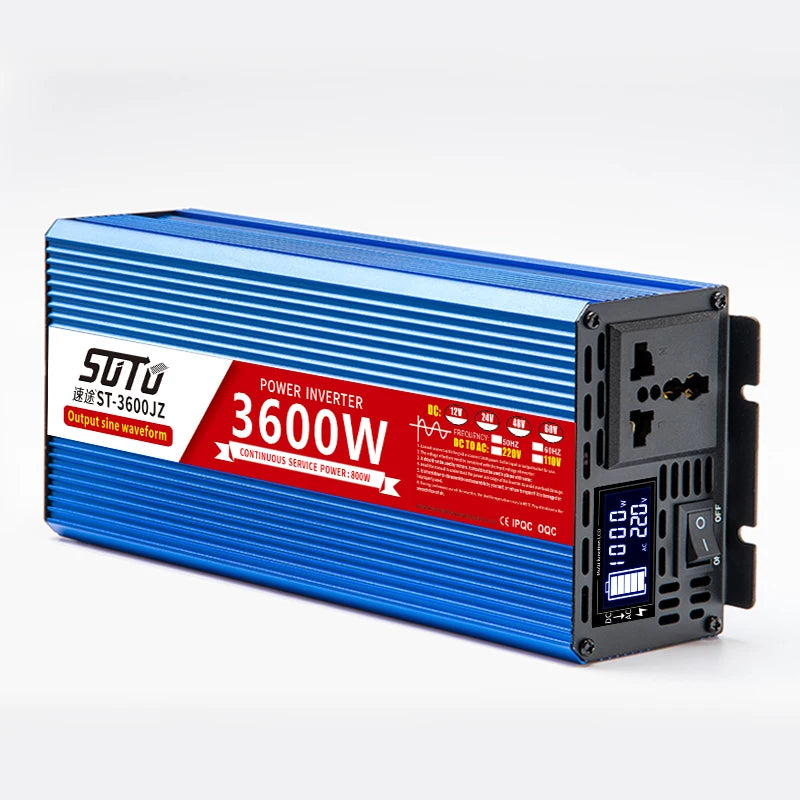 Pure Sine Wave Inverter 12V to 220V 1600W 2200W 3000W 4000W DC to AC Voltage Converter 12 220 Mini-Car Power Supply
