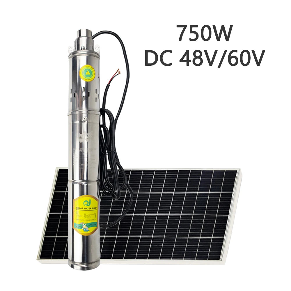 750W Solar DC48V Brushless Screw Water Pump With Built In Controller Max Water Flow 2000Liter/Hour Solar Deep Well Pump