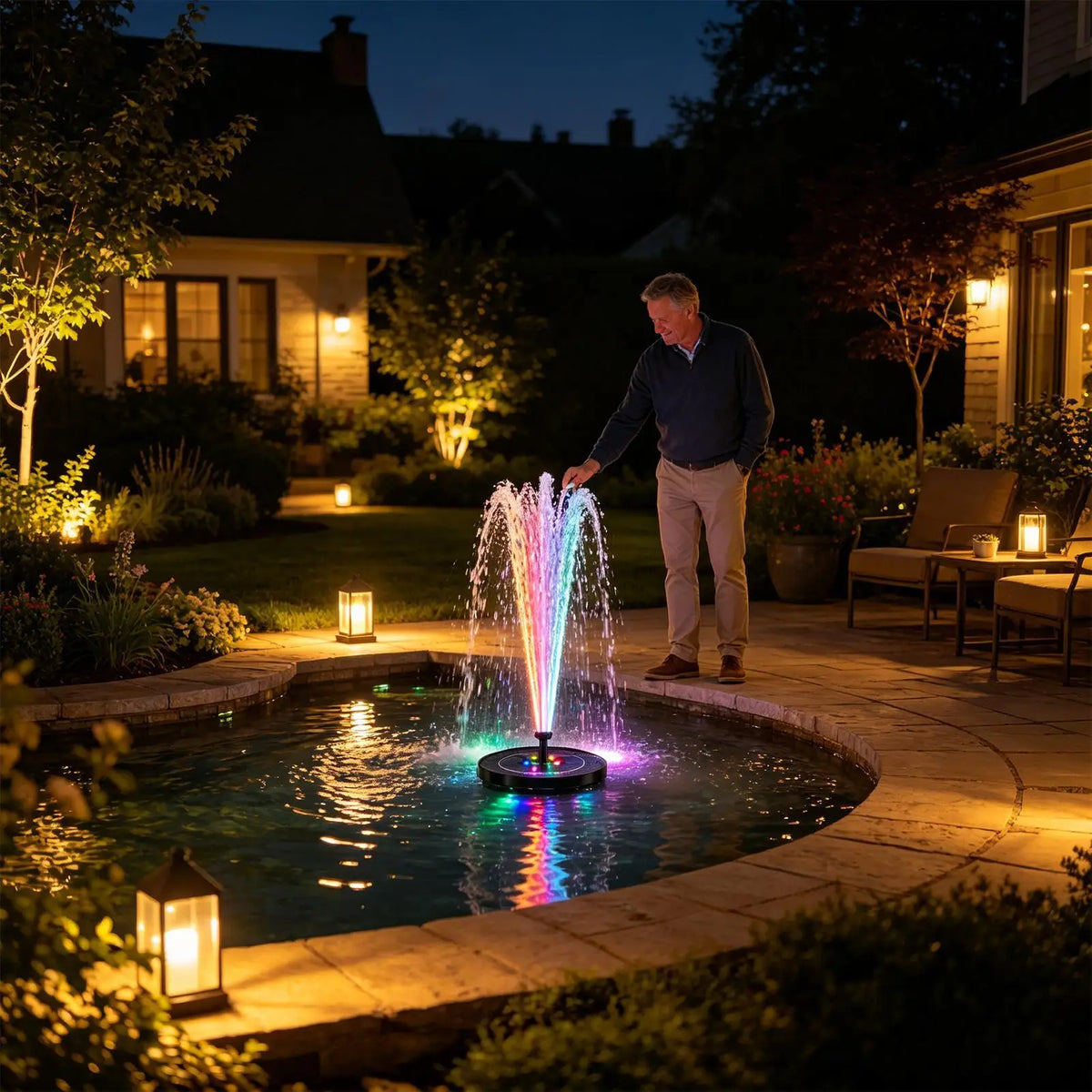 Solar Water Fountain Pool Pond Waterfall Fountain Garden Decoration Outdoor Bird Bath Solar Powered Floating Water Pump