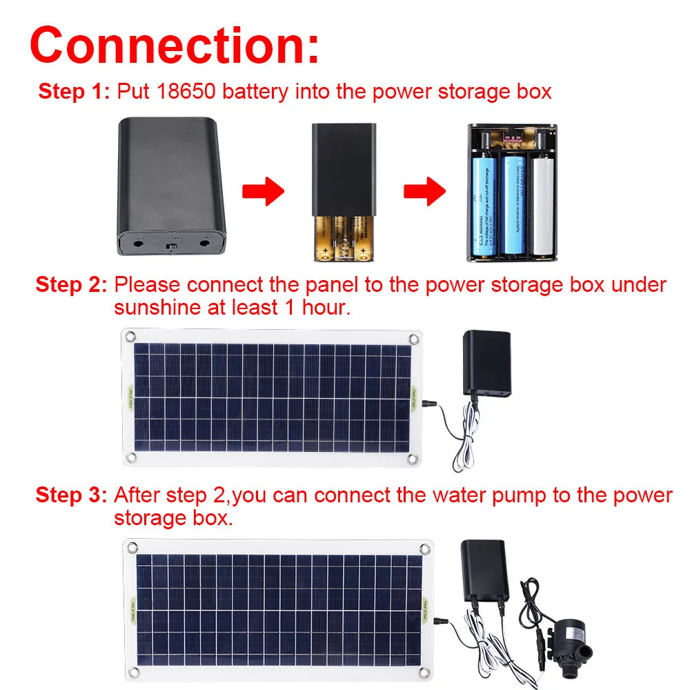 500W 800L/H Solar Panel Water Pump Charging Fountain Power Bank 12V Motor Solar Kit Garden Pond Solar Energy