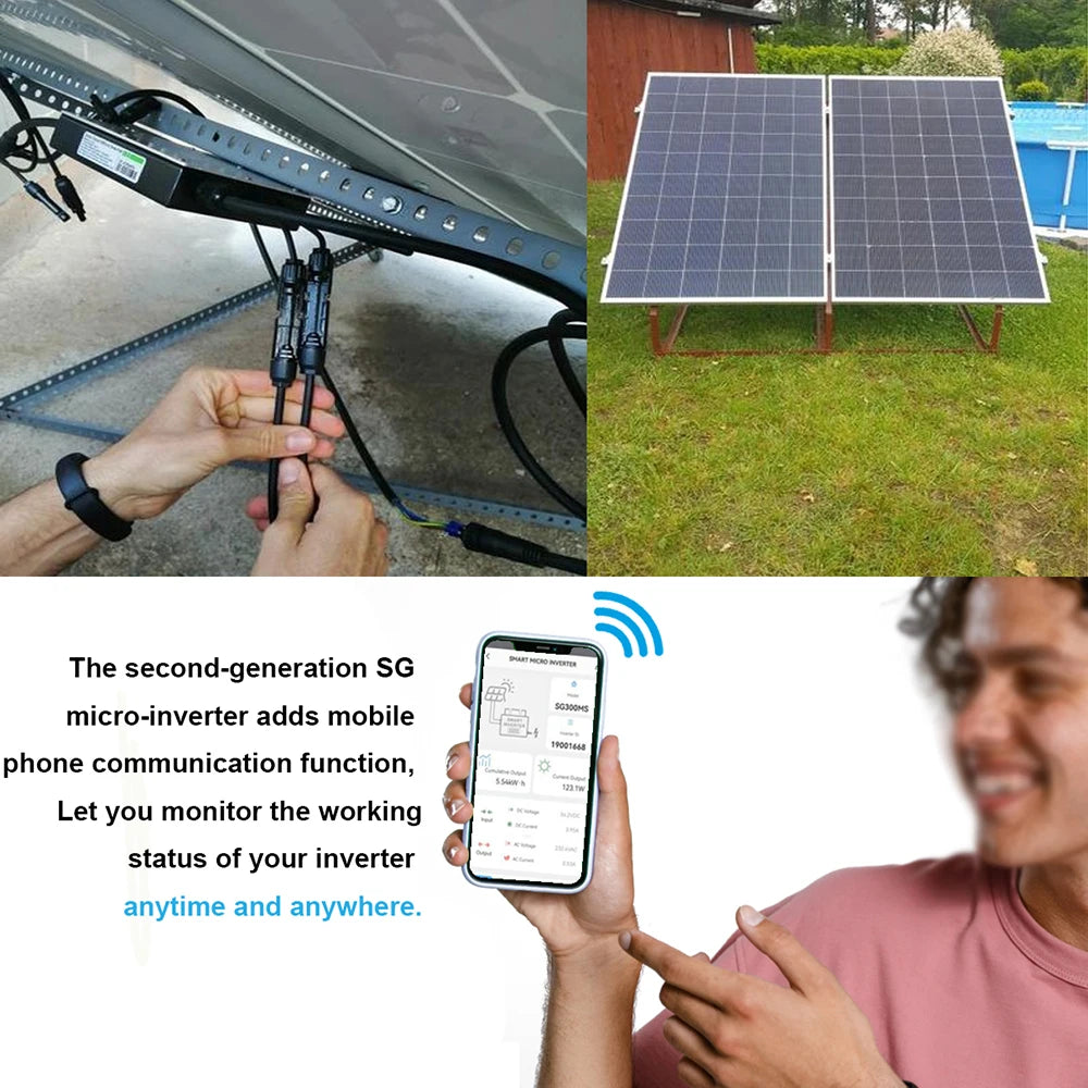 Y&H 600W Grid Tie Inverter with WiFi MPPT Micro Solar Inverter Stackable AC110V 220V Auto DC30-60V Solar Input Pure Sine Wave