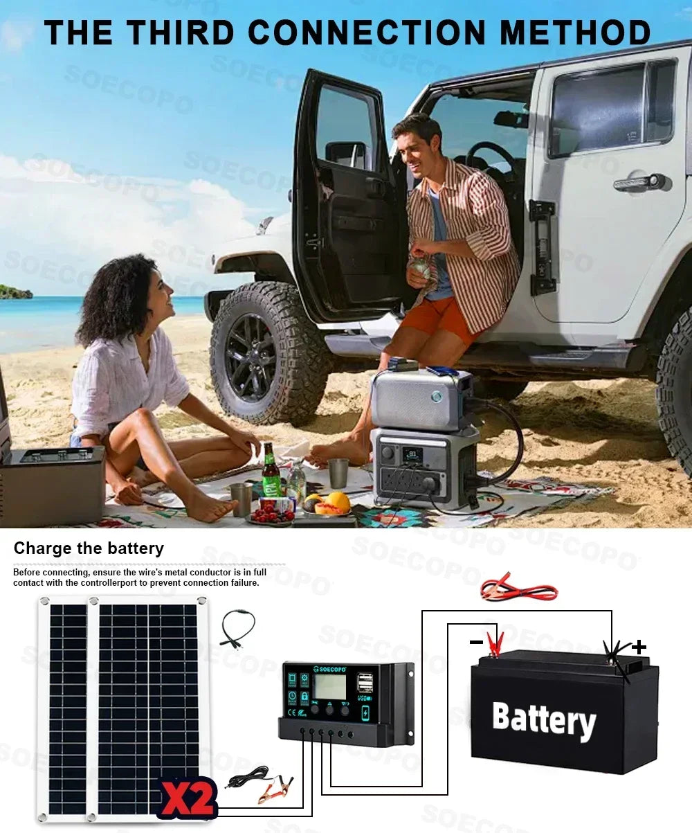 10000W Peak Solar System Kit Plug and Play 12V To 110V 220V Inverter 2x200W Photovoltaic Panel 100A Controller for Home Radio RV
