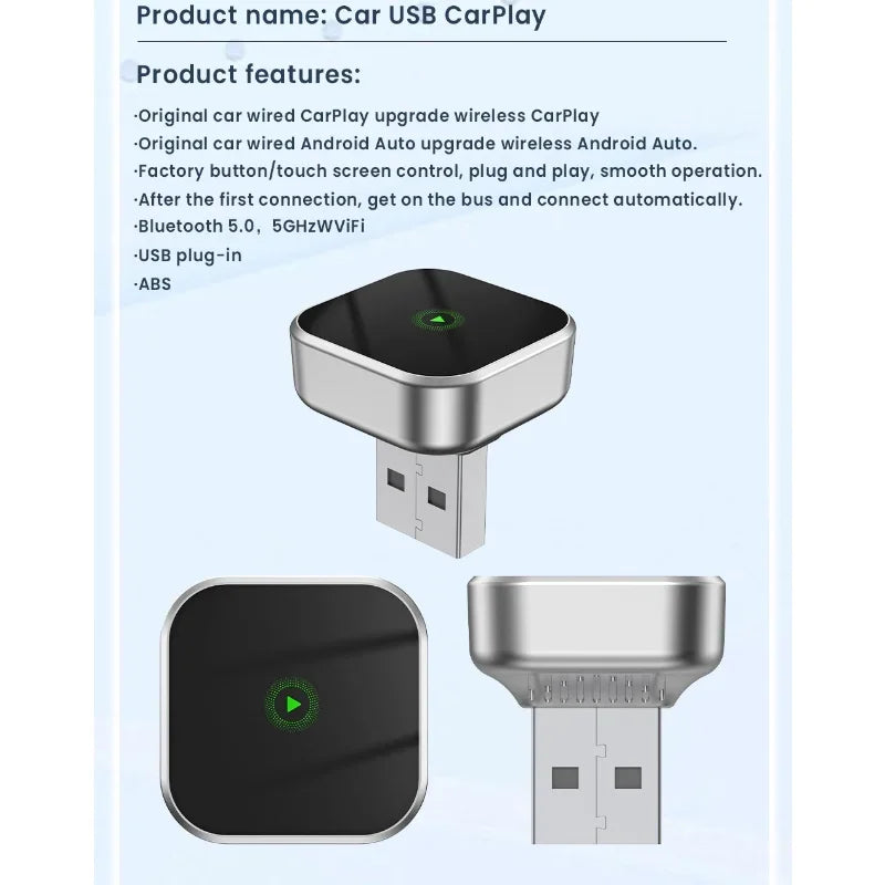 Wireless CarPlay Android Auto Adapter Mini Box Bluetooth 5.0 5Ghz Wifi Wireless Android Auto Connection Car Intelligent Systems
