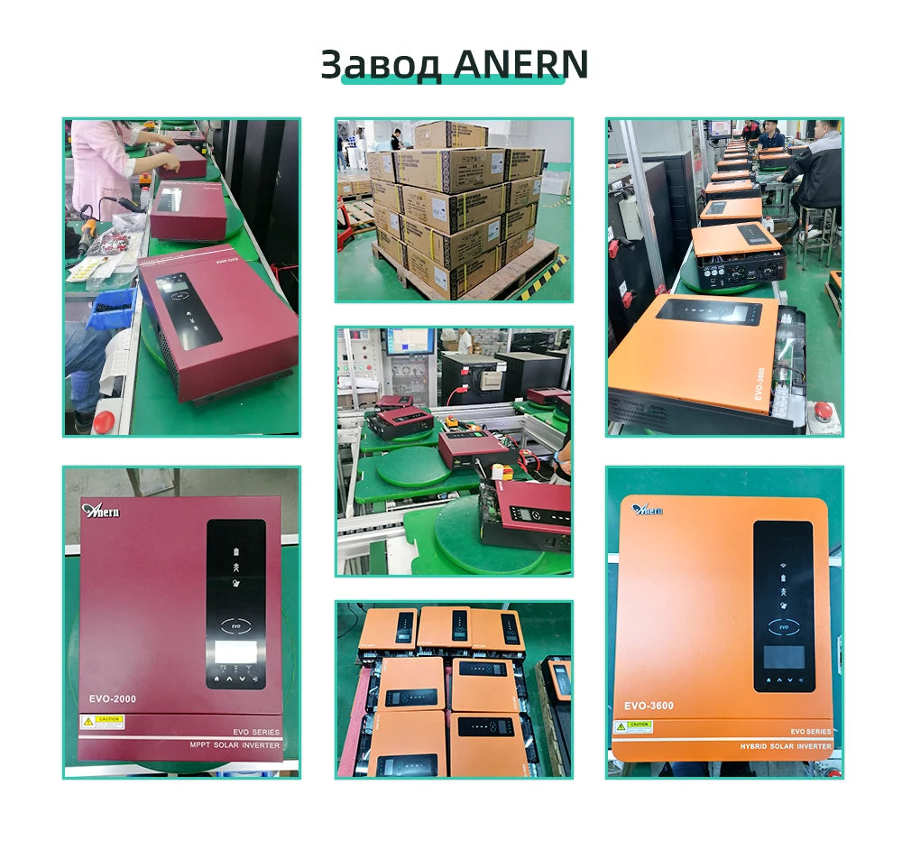 Anern 6.2KW 4.2KW Inverter 48V Hybrid Dual Output Off Grid 6200W 4200W Solar Inverters 24V MPPT 120A 230V MAX PV 500Vdc