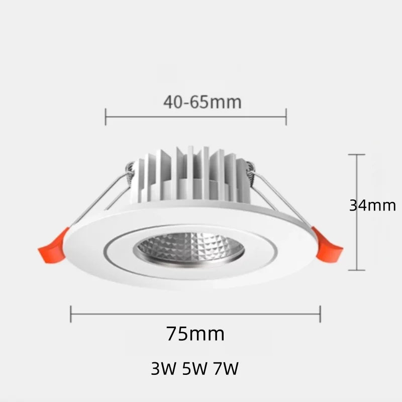 10pcs Round Recessed LED Downlights 3W 5W 7W COB Ceiling Lamp Spot Lights AC110-220V Aluminum Household lighting