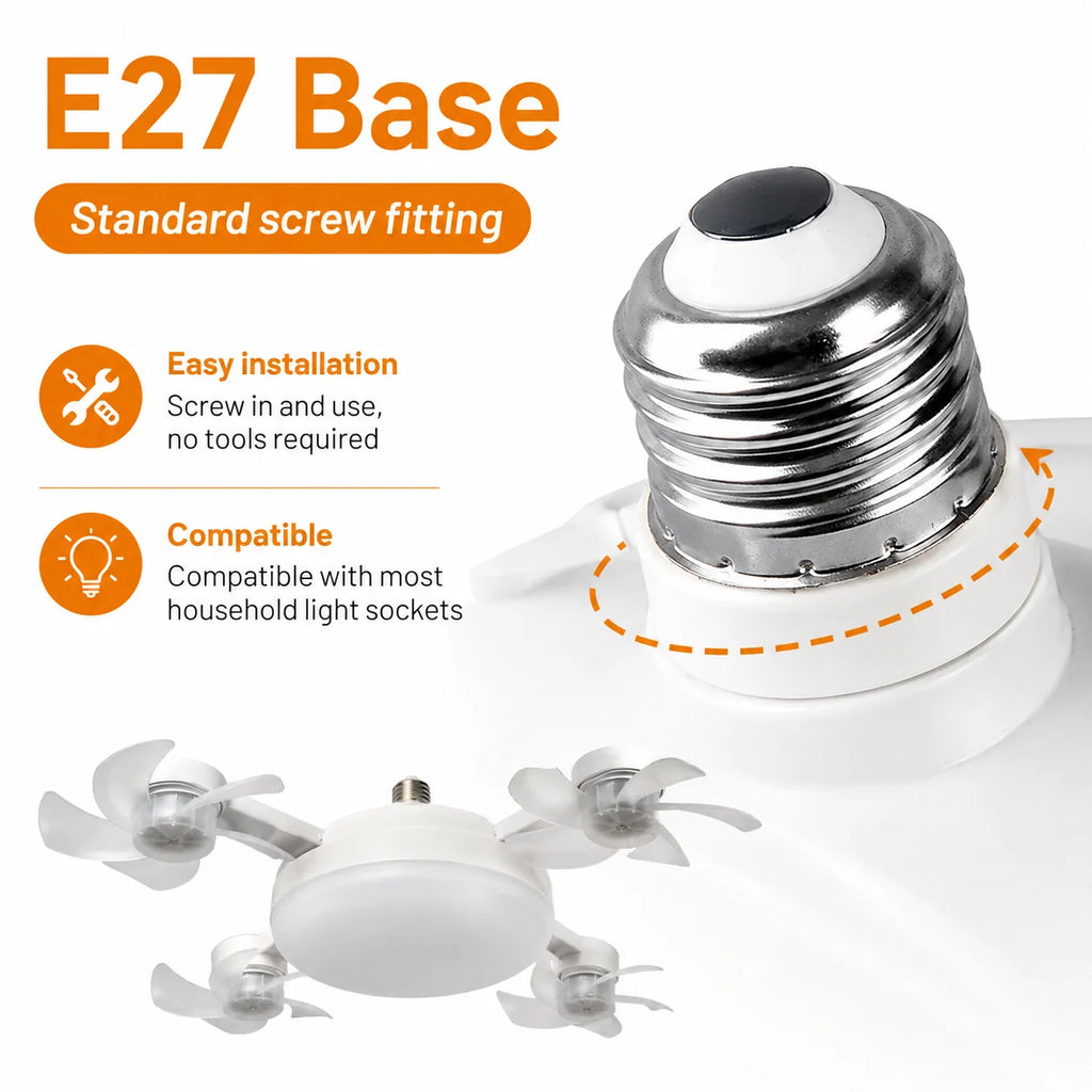 Drone Design E27 Socket Intelligent Ceiling Fan Light Remote Control Adjustment Wind Speed Timer 3 Color Modes Bedroom Decorat