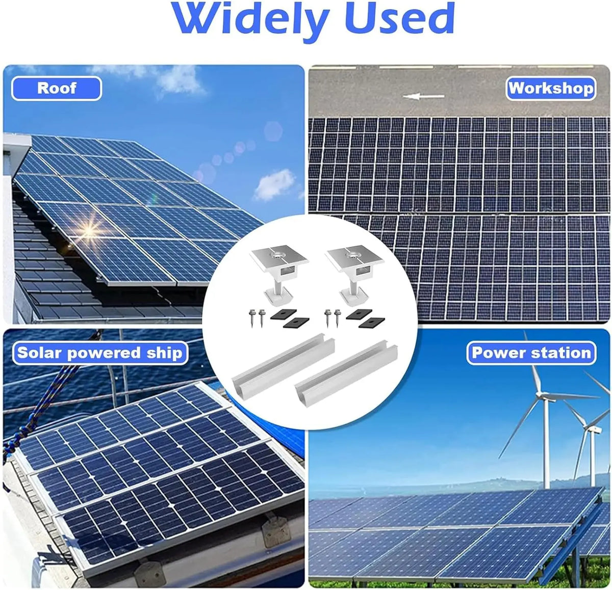 12 Pcs Solar Panel Bracket Kit  Aluminium Mounting Rail 30mm/35mm End Clamps Brackets for Flat Roof PV Mounting Rail