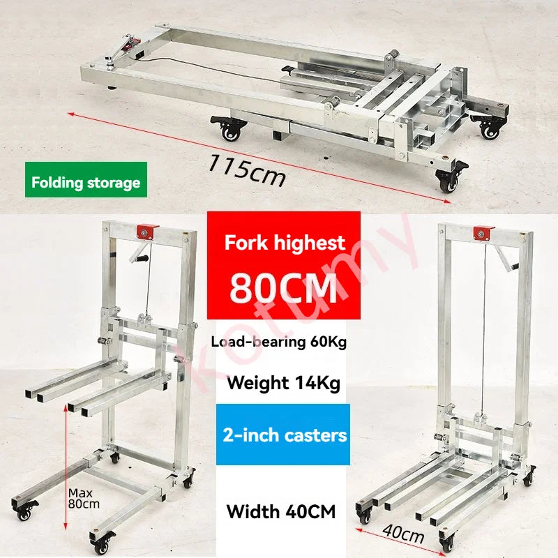 Manual Unloading Artifact Lifting Handling Stacker Portable Folding Vehicle Multifunctional 80KG Warehouse Logistics Forklift