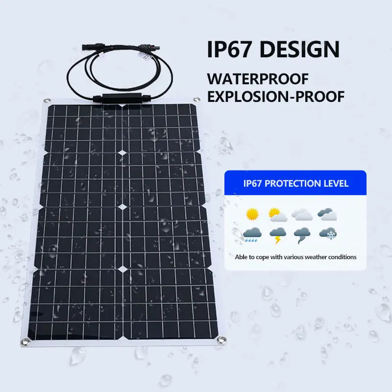 2000W Solar Panel Kit 18V High-Efficiency Flexible Solar Panel for Outdoor Travel, Hiking, Climbing, Camping, Charging