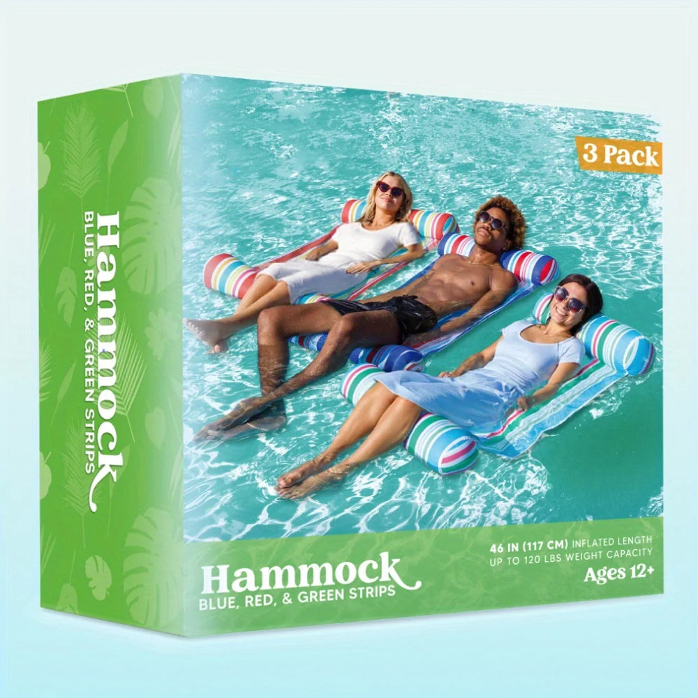 JOYFY 3 Pack 4-in-1 Inflatable Pool Floats Water Hammock Lounges Multi-Purpose Swimming Pool for Pool, Lake, Outdoor, Beach