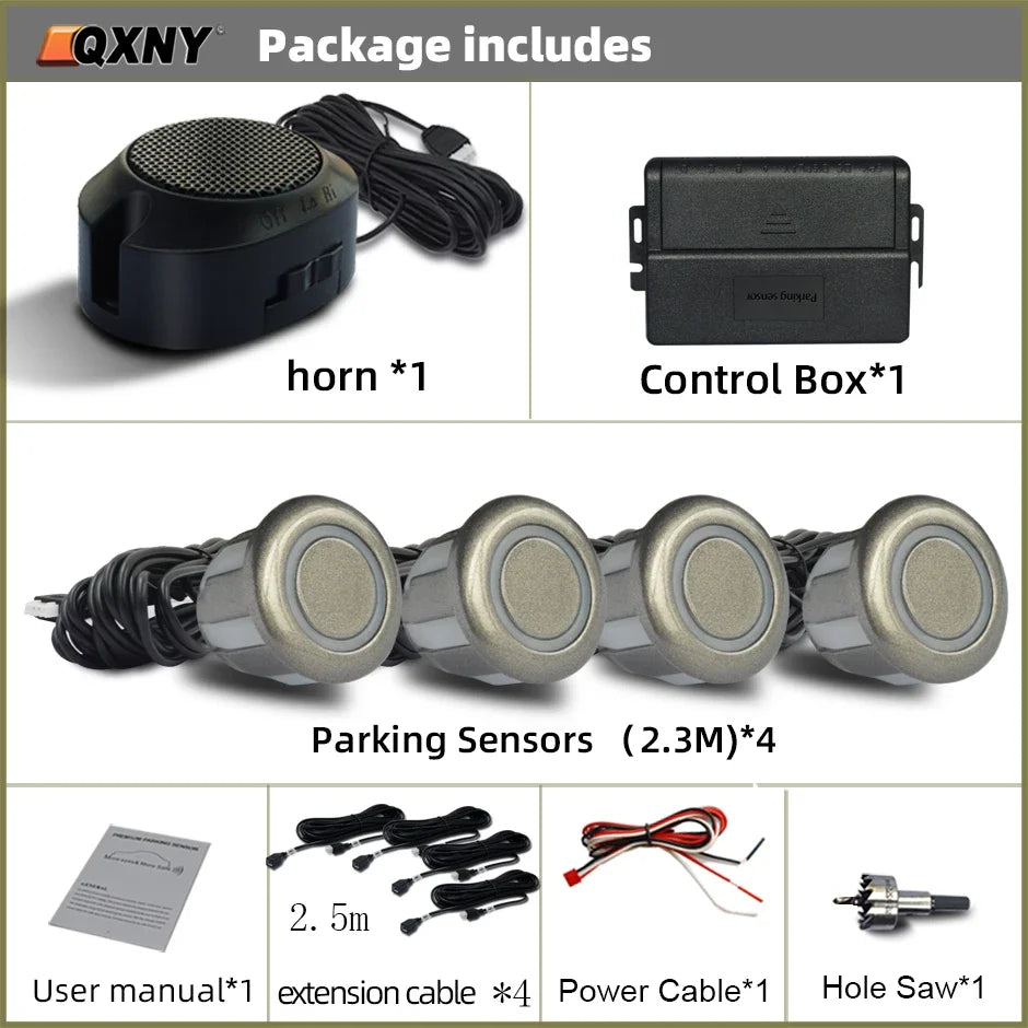 Professional Front Parking Sensor Kit Auto Parktronic Vehicle Assistant System Buzzer Alarm Volume Can be Adjusted Universal
