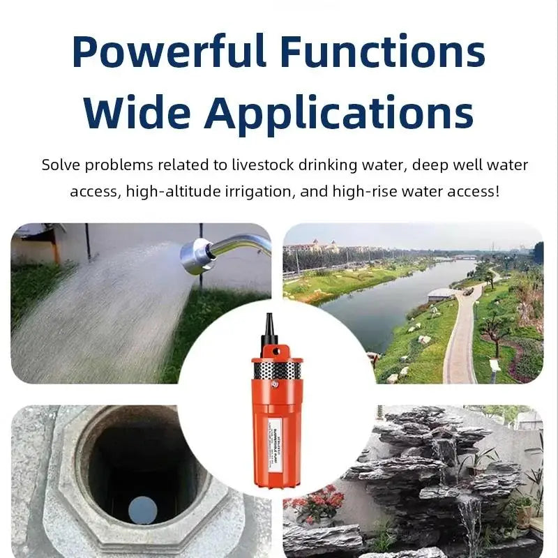 Solar Energy Submersible Pump 12V 24V 70m Lift High Flow 6L/min Mini Deep Well Water Pump Household Farm Water Supply Pump