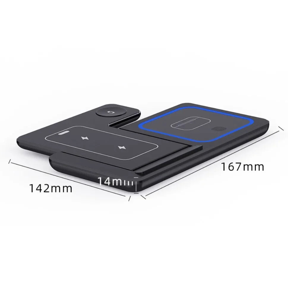 Foldable 3 in 1 Wireless Charging Station for iPhone 17 16 15 14 13 12 Pro Max iWatch 11 Airpods Pro 4/3 Fast Charger Stand Dock