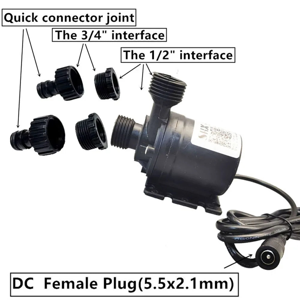 Water Pump 12v High Pressure Ultra Quiet Solar DC 24V Lift 5M 800L/H Brushless Motor Submersible Water Pumps Quick Break Joint