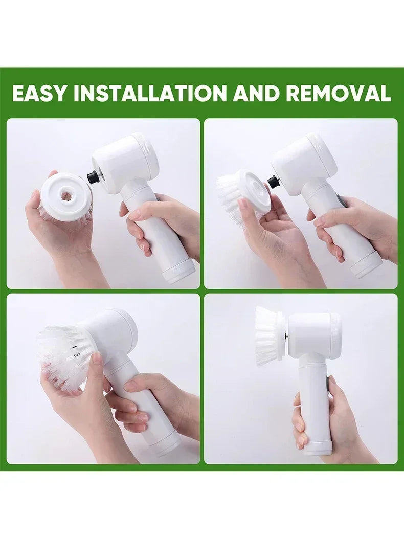 Electric Spin Scrubber Cordless Spin Scrubber with 5 Replaceable Brush Heads Electric Cleaning Brush Cleaning Tools