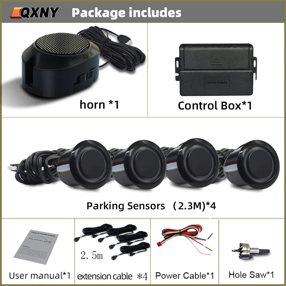 Professional Front Parking Sensor Kit Auto Parktronic Vehicle Assistant System Buzzer Alarm Volume Can be Adjusted Universal