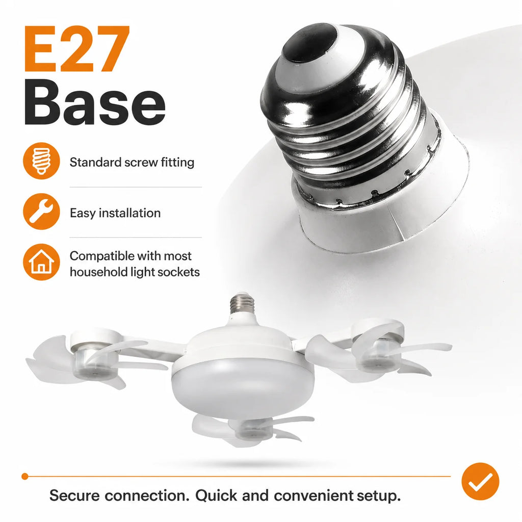 Drone Design E27 Socket Intelligent Ceiling Fan Light Remote Control Adjustment Wind Speed Timer 3 Color Modes Bedroom Decorat