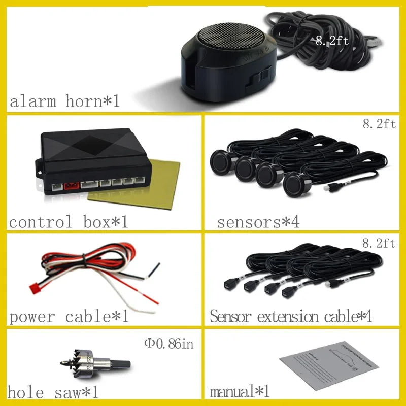 Professional Front Parking Sensor Kit Auto Parktronic Vehicle Assistant System Buzzer Alarm Volume Can be Adjusted Universal