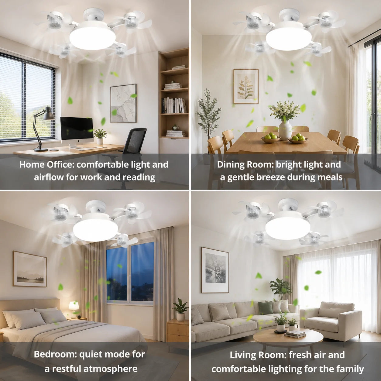 Drone Design E27 Socket Intelligent Ceiling Fan Light Remote Control Adjustment Wind Speed Timer 3 Color Modes Bedroom Decorat