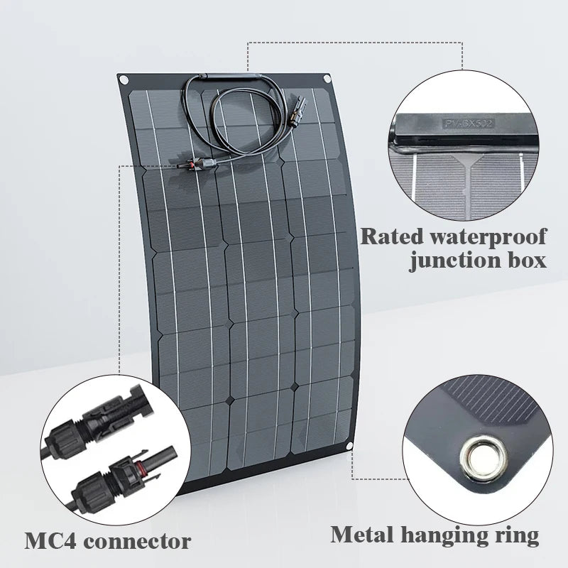 12V Bendable Solar Panel 2000W 1500W 1000W 500W Waterproof Monocrystalline Flexible Solar Panel for RV Boat Outdoor