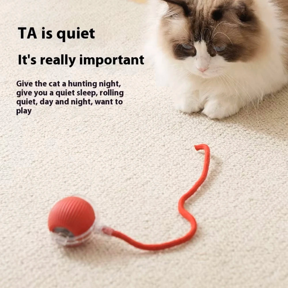 Cat Interactive Ball Toys Automatic Rolling Ball Faux Tail Rechargeable Smart Pet Electronic Toy Dog Cat Training Imitate Mouse