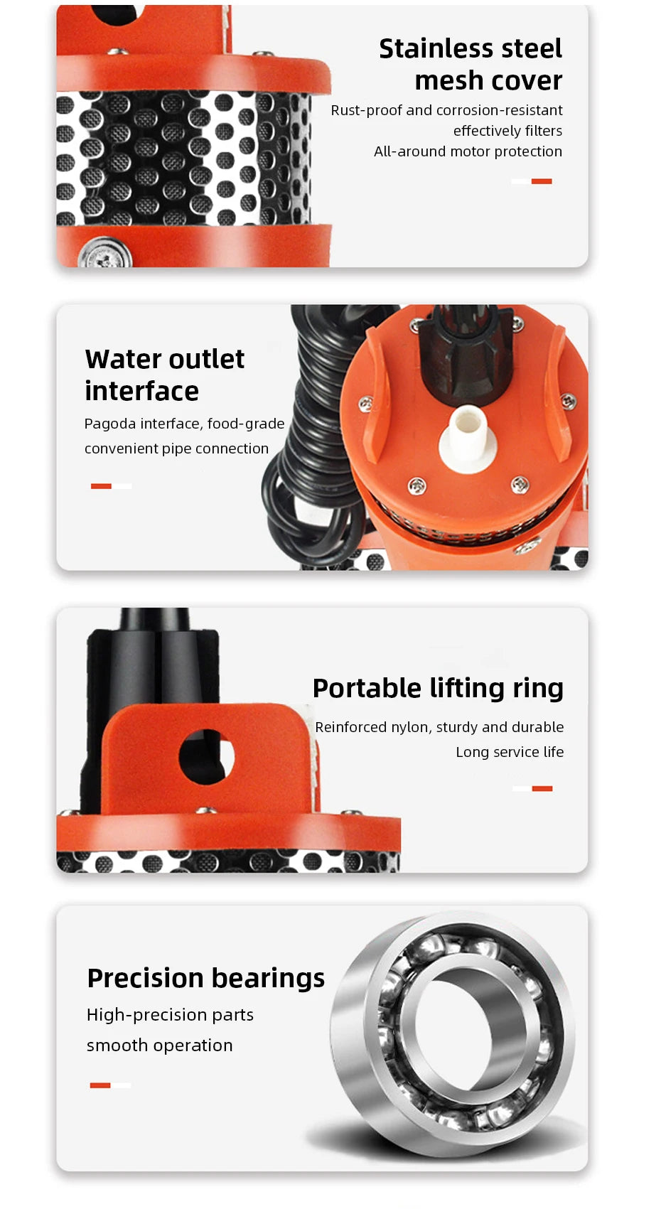 Solar Energy Submersible Pump 12V 24V 70m Lift High Flow 6L/min Mini Deep Well Water Pump Household Farm Water Supply Pump