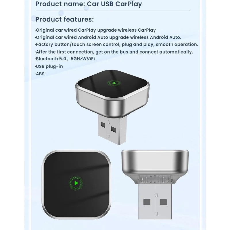 Wireless CarPlay Android Auto Adapter Mini Box Bluetooth 5.0 5Ghz Wifi Wireless Android Auto Connection Car Intelligent Systems