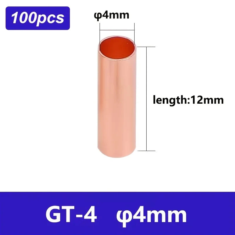 100Pcs GT4 2.5 Copper Ring Terminal Wire Crimp Connector Bare Cable Battery Terminals Soldered Connectors Easy Installation