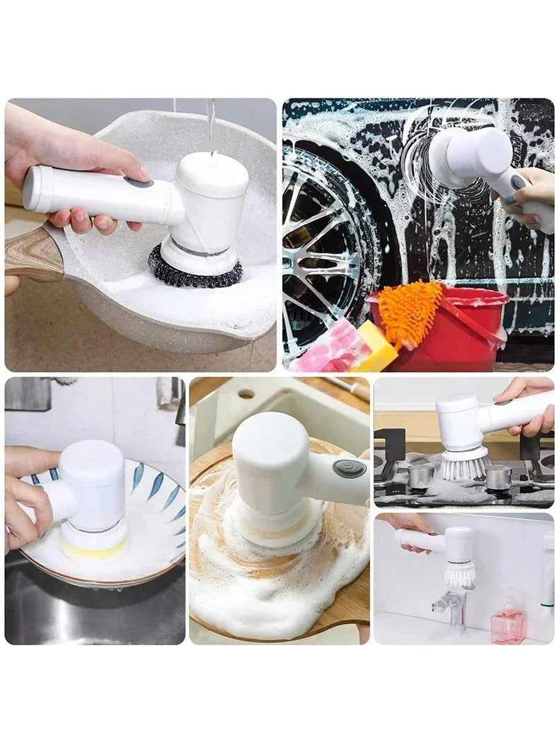 Electric Spin Scrubber Cordless Spin Scrubber with 5 Replaceable Brush Heads Electric Cleaning Brush Cleaning Tools