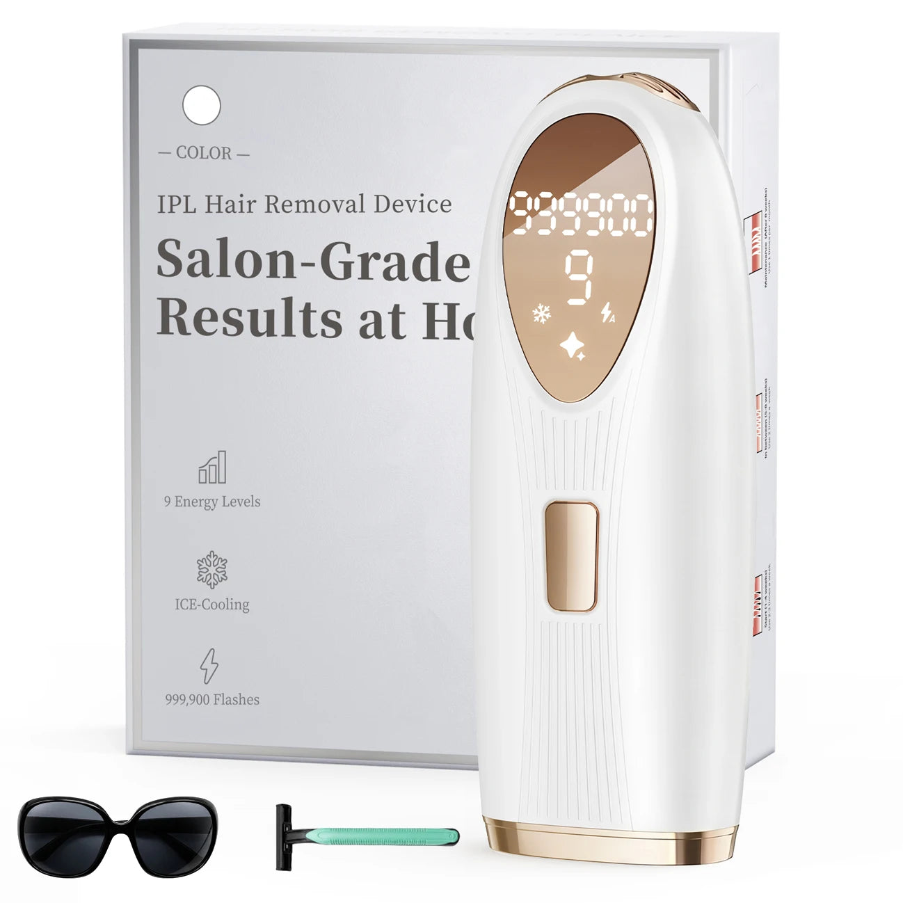 IPL Hair Removal with Ice Cooling Function for Women,Long-Lasting Results,999,999 Flashes Painless Hair Removal for Armpits Legs
