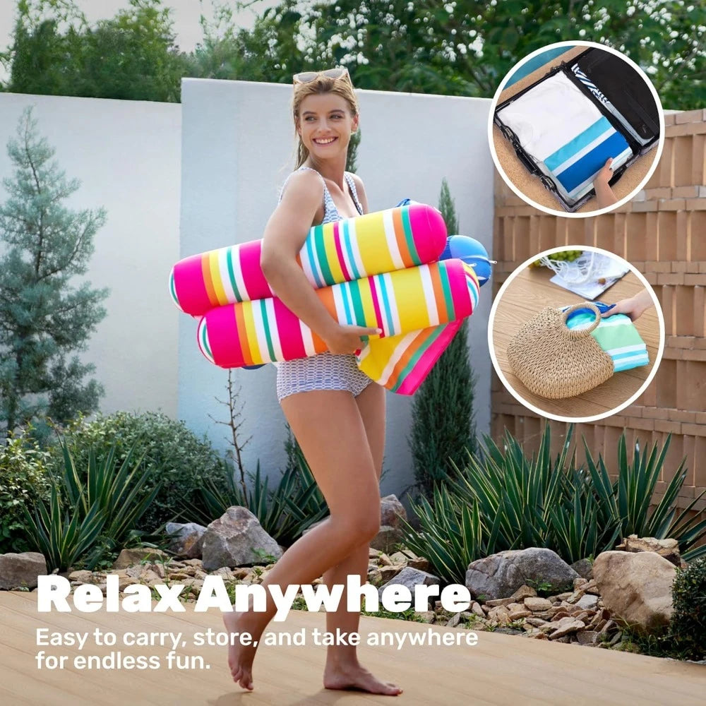 2 Pack Inflatable Pool Float Hammock, Multi Purpose Swimming Raft, Water Lounges, Pool Accessories Beach Outdoor Toys
