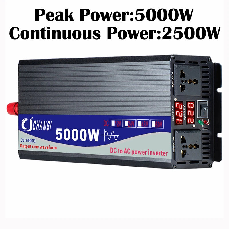 Pure Sine Wave Inverter DC 12V 24V 48V 60V 72V to AC 110V 220V 3000W 4000W 5000W Power Solar Car Inverters Doule Digital Display
