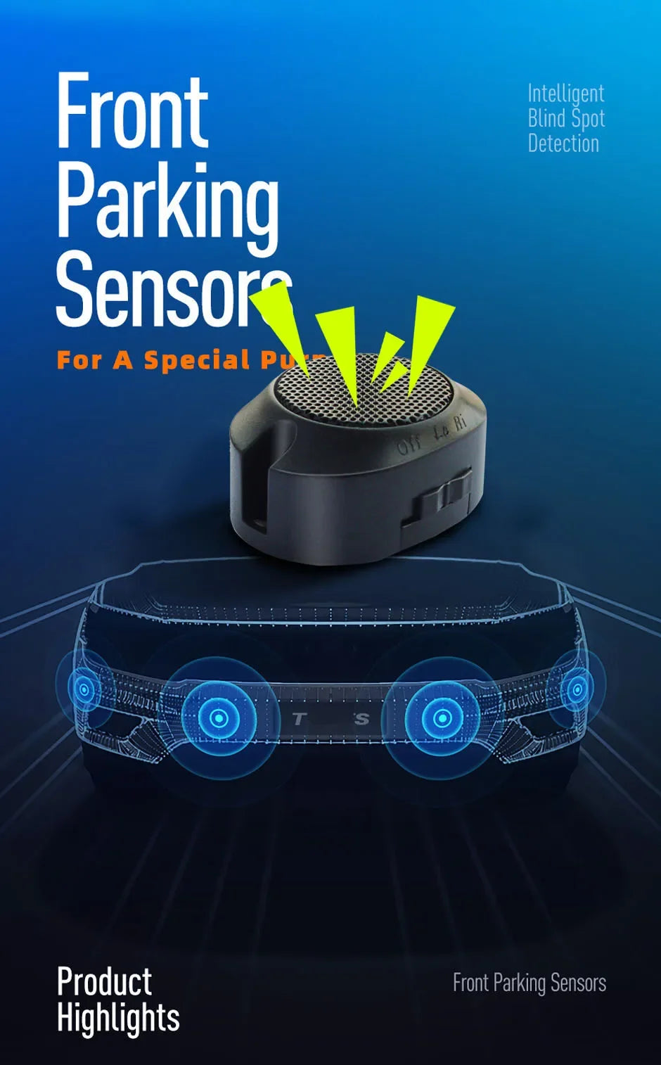 Professional Front Parking Sensor Kit Auto Parktronic Vehicle Assistant System Buzzer Alarm Volume Can be Adjusted Universal