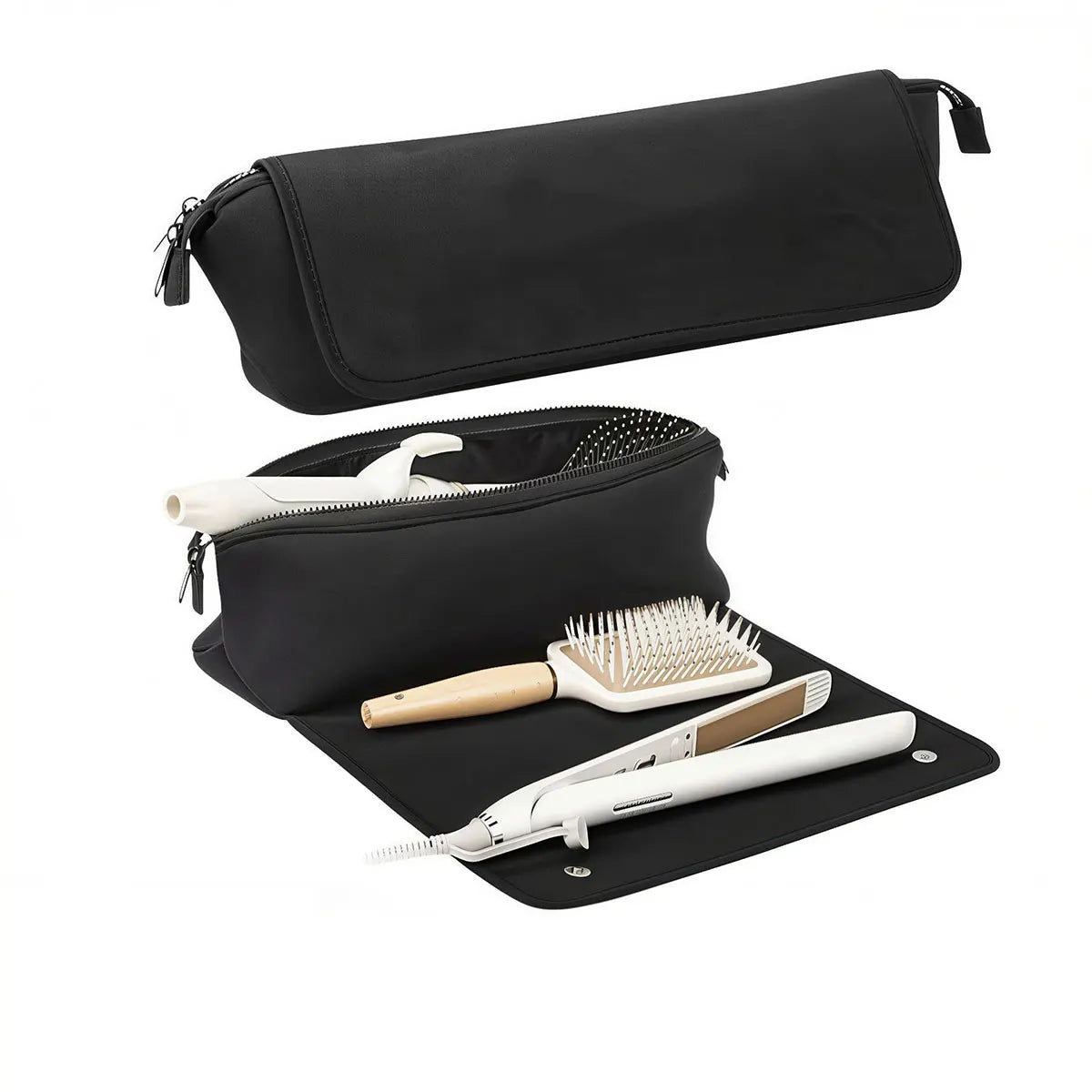 Travel Essential Storage Bag: Black Hair Care Tools Travel Bag, Curling Iron and Straightener Tools Storage Bag, 1 Piece